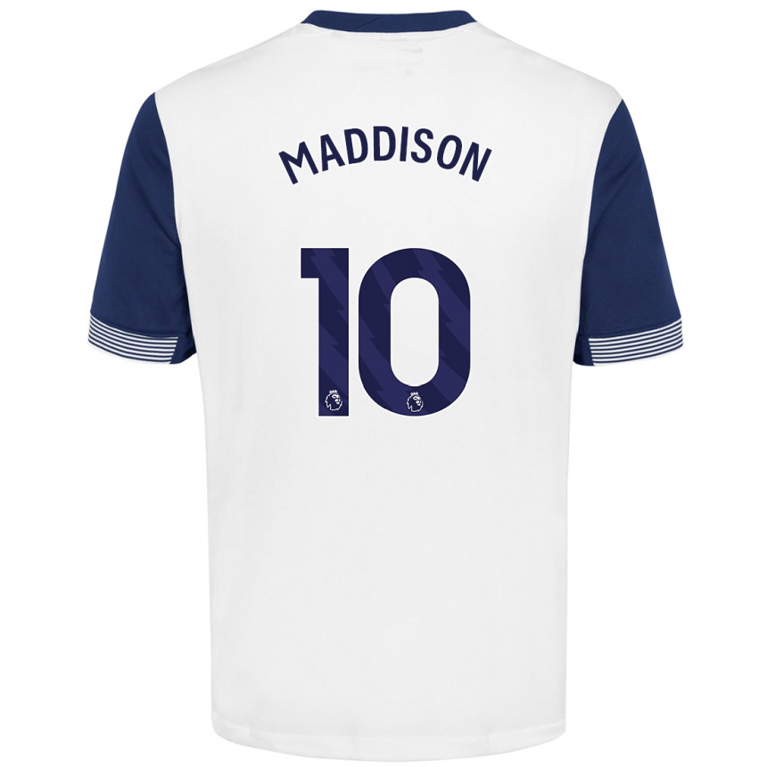 Kinder Fußball James Maddison #10 Weiß Blau Heimtrikot Trikot 2024/25 T-Shirt Luxemburg