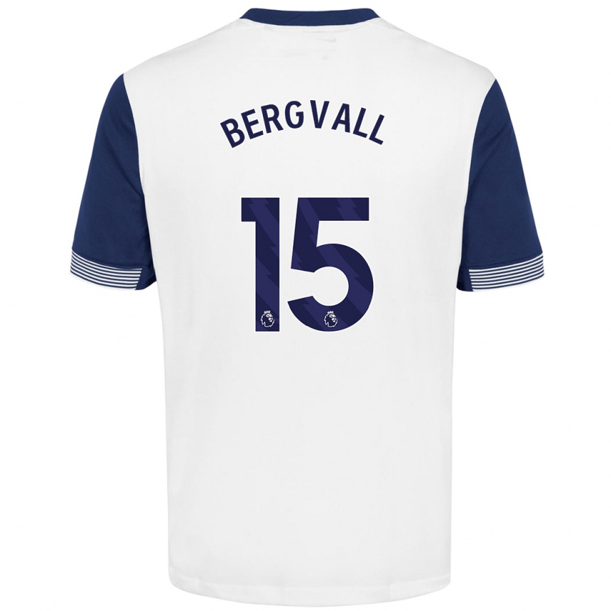 Kinder Fußball Lucas Bergvall #15 Weiß Blau Heimtrikot Trikot 2024/25 T-Shirt Luxemburg