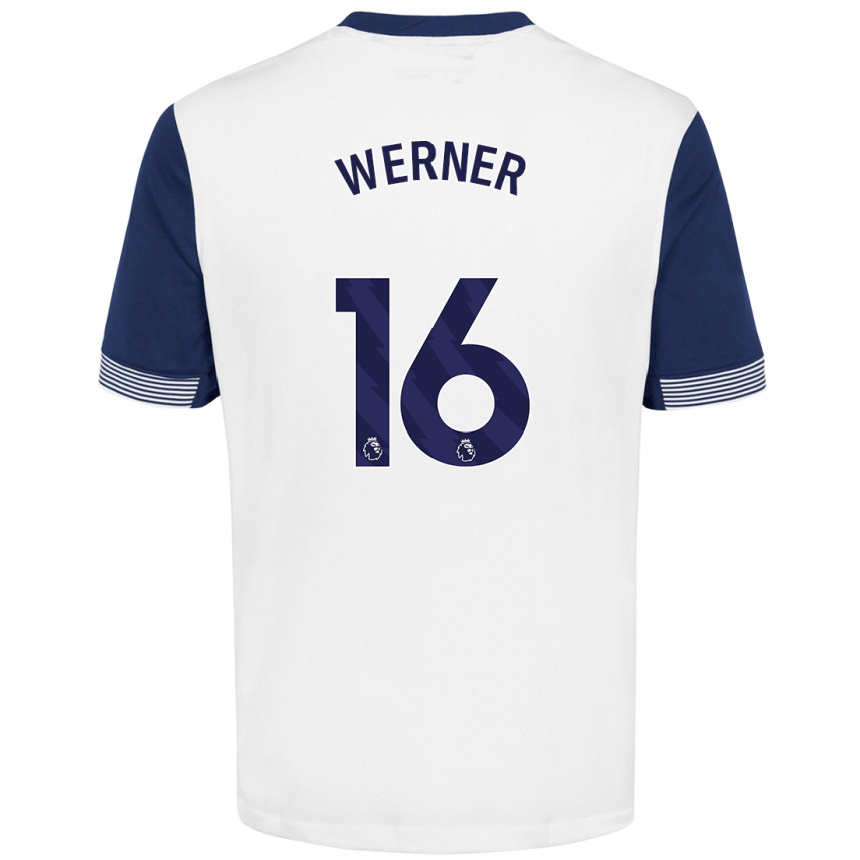 Kinder Fußball Timo Werner #16 Weiß Blau Heimtrikot Trikot 2024/25 T-Shirt Luxemburg