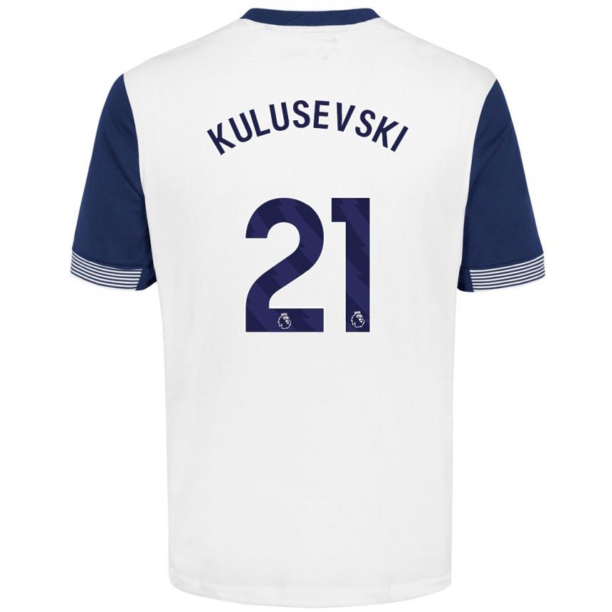 Kinder Fußball Dejan Kulusevski #21 Weiß Blau Heimtrikot Trikot 2024/25 T-Shirt Luxemburg