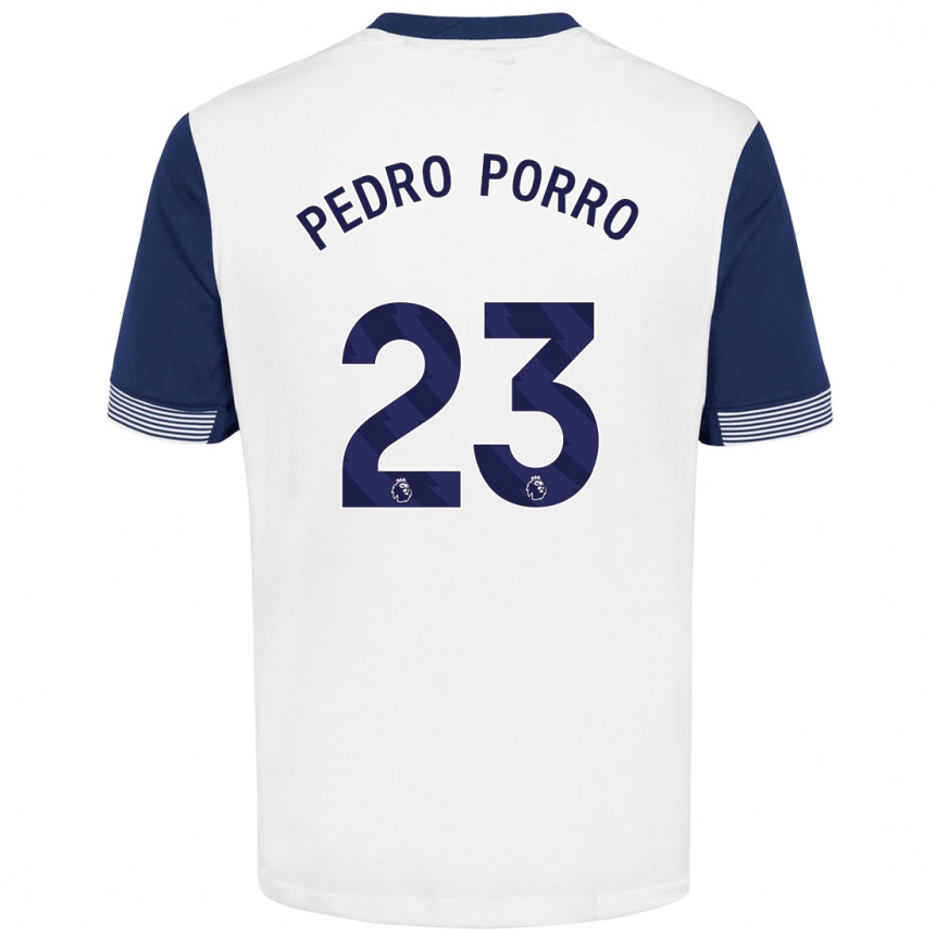 Kinder Fußball Pedro Porro #23 Weiß Blau Heimtrikot Trikot 2024/25 T-Shirt Luxemburg