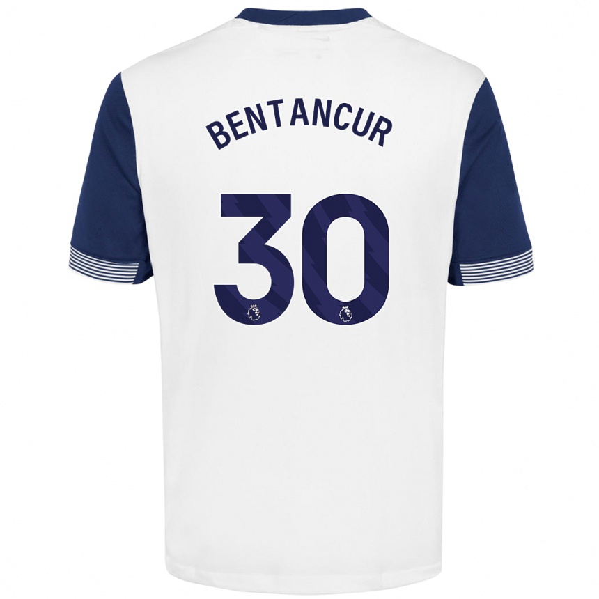 Kinder Fußball Rodrigo Bentancur #30 Weiß Blau Heimtrikot Trikot 2024/25 T-Shirt Luxemburg