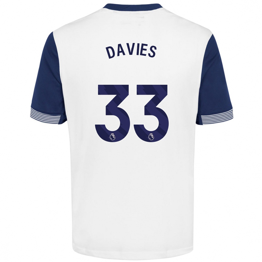 Kinder Fußball Ben Davies #33 Weiß Blau Heimtrikot Trikot 2024/25 T-Shirt Luxemburg