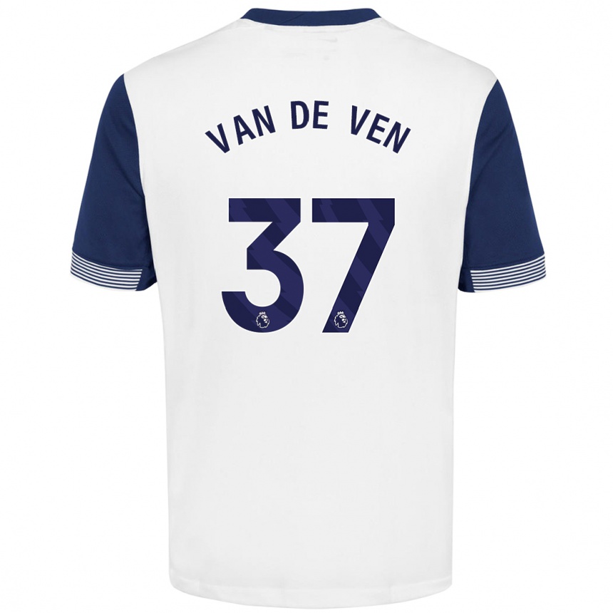 Kinder Fußball Micky Van De Ven #37 Weiß Blau Heimtrikot Trikot 2024/25 T-Shirt Luxemburg