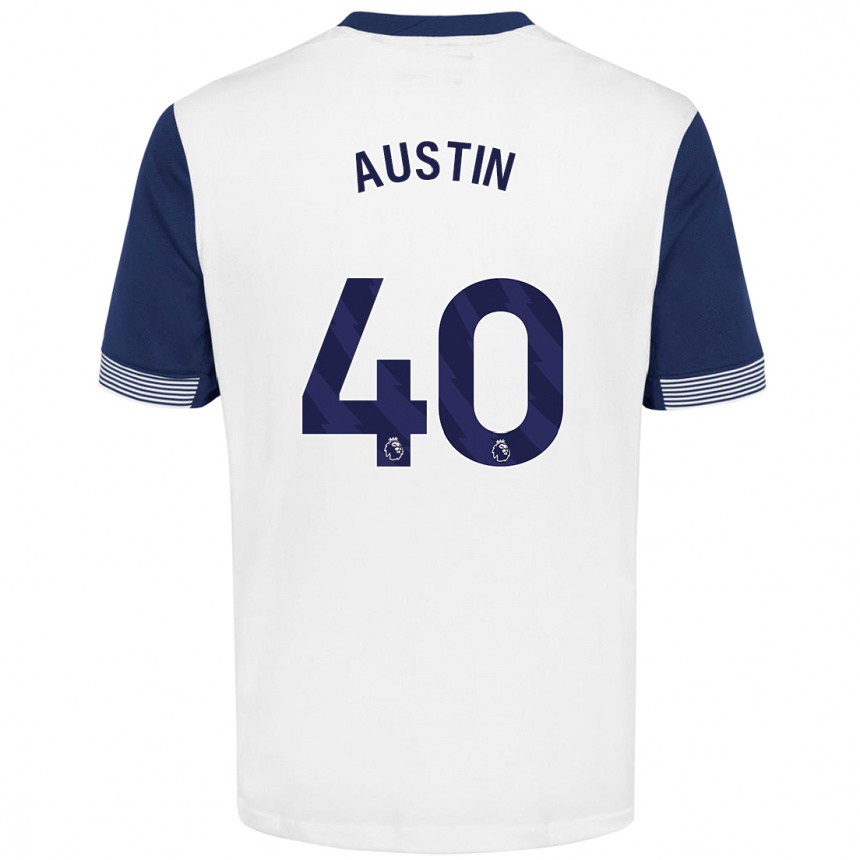 Kinder Fußball Brandon Austin #40 Weiß Blau Heimtrikot Trikot 2024/25 T-Shirt Luxemburg