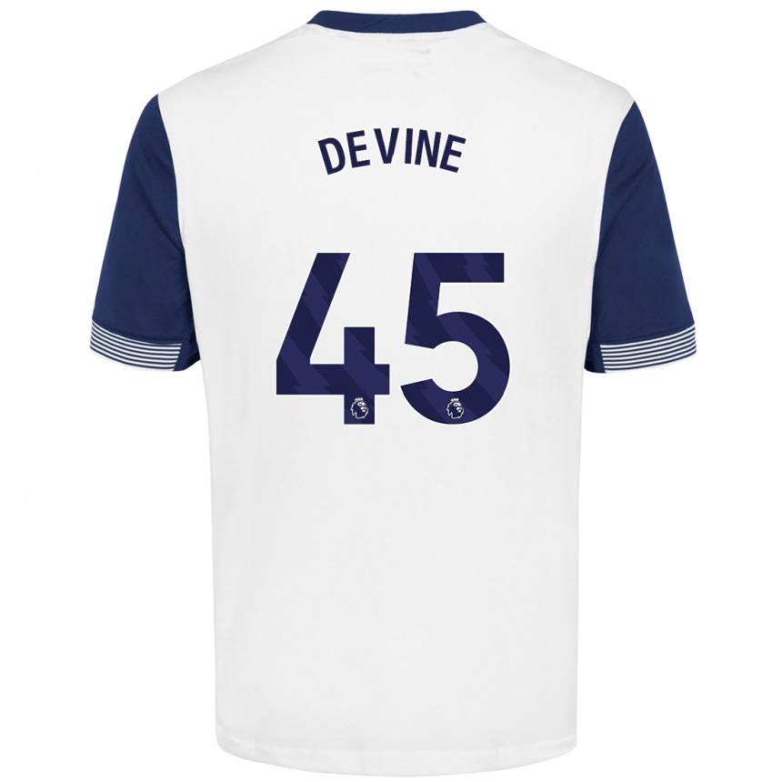 Kinder Fußball Alfie Devine #45 Weiß Blau Heimtrikot Trikot 2024/25 T-Shirt Luxemburg