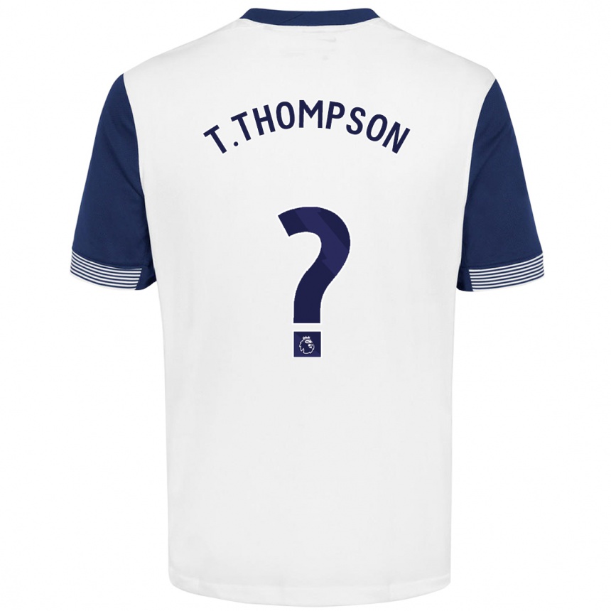 Kinder Fußball Tynan Thompson #0 Weiß Blau Heimtrikot Trikot 2024/25 T-Shirt Luxemburg