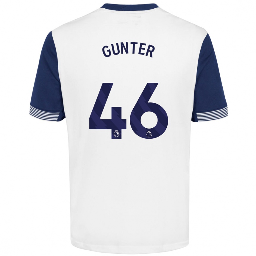 Kinder Fußball Luca Gunter #46 Weiß Blau Heimtrikot Trikot 2024/25 T-Shirt Luxemburg