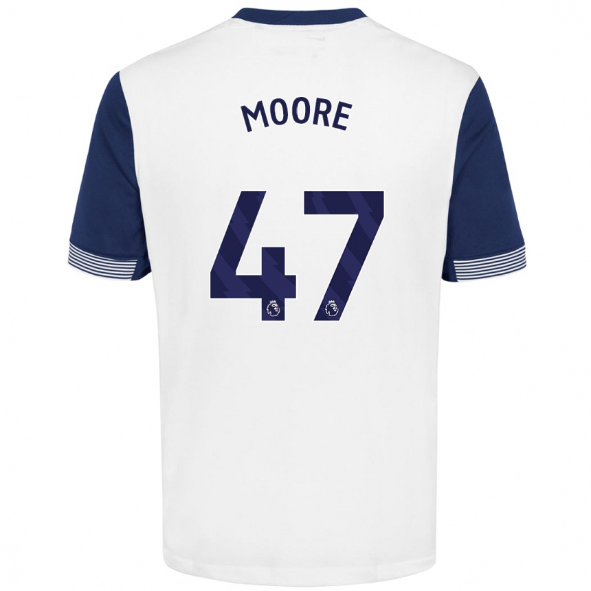 Kinder Fußball Mikey Moore #47 Weiß Blau Heimtrikot Trikot 2024/25 T-Shirt Luxemburg