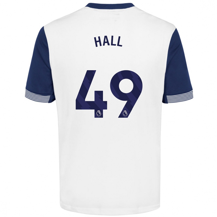 Kinder Fußball Tyrese Hall #49 Weiß Blau Heimtrikot Trikot 2024/25 T-Shirt Luxemburg