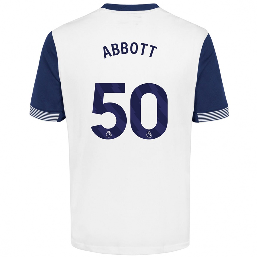 Kinder Fußball George Abbott #50 Weiß Blau Heimtrikot Trikot 2024/25 T-Shirt Luxemburg