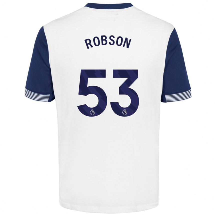 Kinder Fußball Max Robson #53 Weiß Blau Heimtrikot Trikot 2024/25 T-Shirt Luxemburg