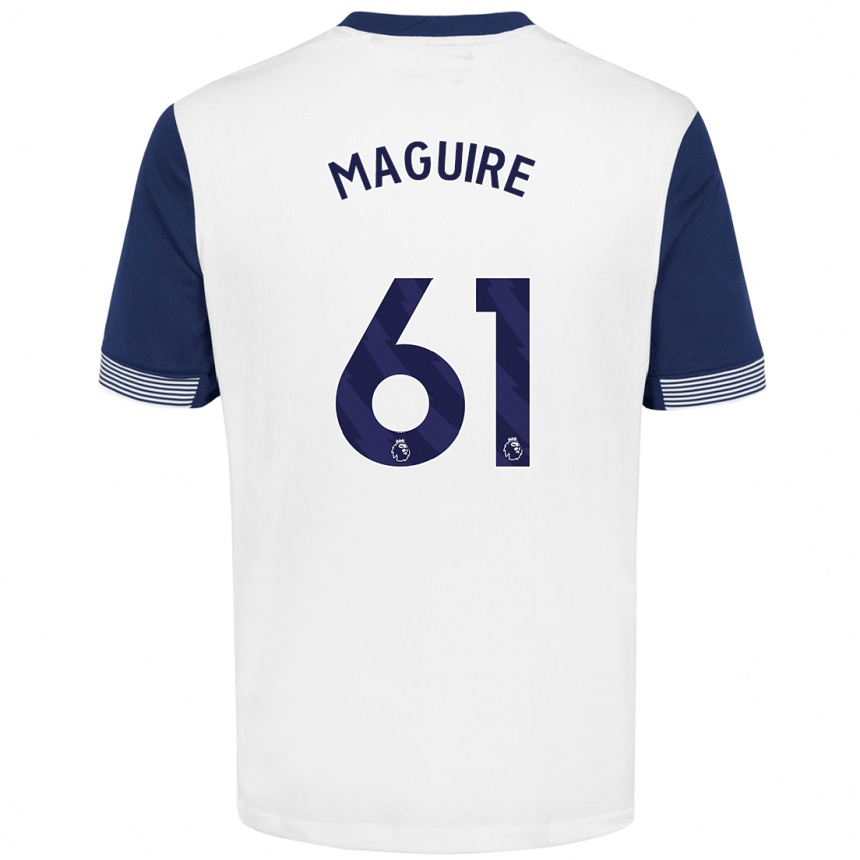 Kinder Fußball Aaron Maguire #61 Weiß Blau Heimtrikot Trikot 2024/25 T-Shirt Luxemburg