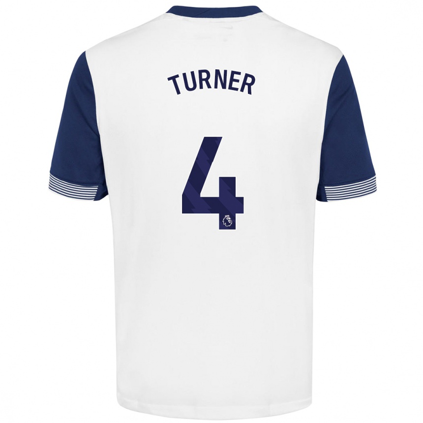 Kinder Fußball Amy Turner #4 Weiß Blau Heimtrikot Trikot 2024/25 T-Shirt Luxemburg