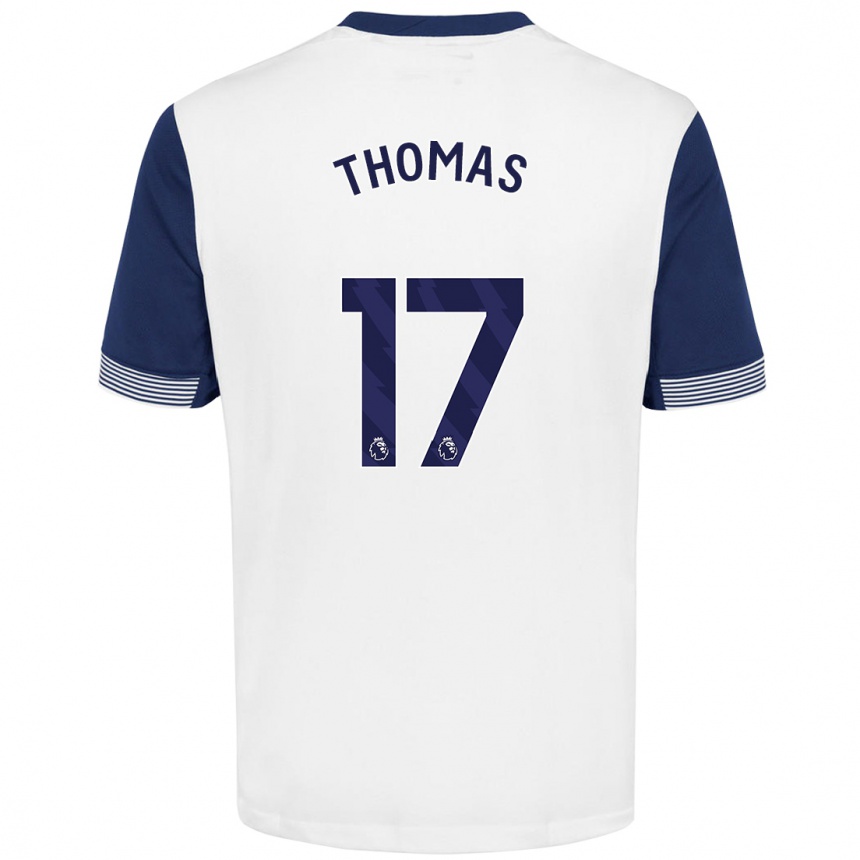 Kinder Fußball Martha Thomas #17 Weiß Blau Heimtrikot Trikot 2024/25 T-Shirt Luxemburg