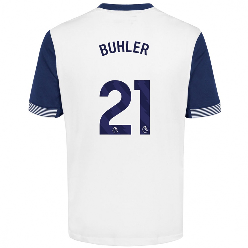 Kinder Fußball Luana Bühler #21 Weiß Blau Heimtrikot Trikot 2024/25 T-Shirt Luxemburg