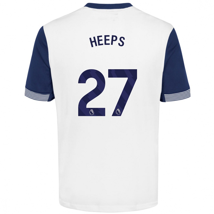 Kinder Fußball Eleanor Heeps #27 Weiß Blau Heimtrikot Trikot 2024/25 T-Shirt Luxemburg