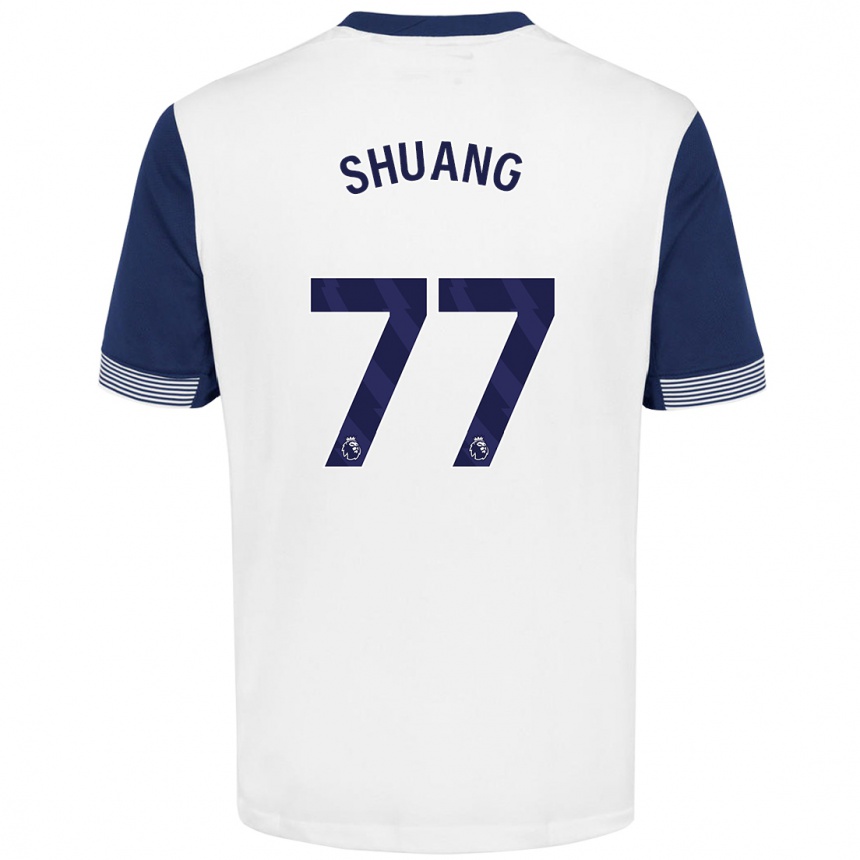 Kinder Fußball Wang Shuang #77 Weiß Blau Heimtrikot Trikot 2024/25 T-Shirt Luxemburg