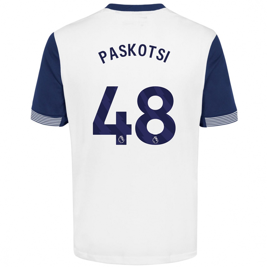 Kinder Fußball Maksim Paskotsi #48 Weiß Blau Heimtrikot Trikot 2024/25 T-Shirt Luxemburg