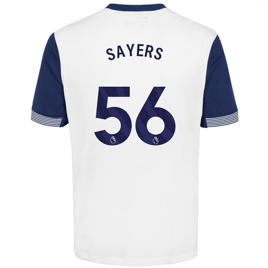 Kinder Fußball Charlie Sayers #56 Weiß Blau Heimtrikot Trikot 2024/25 T-Shirt Luxemburg