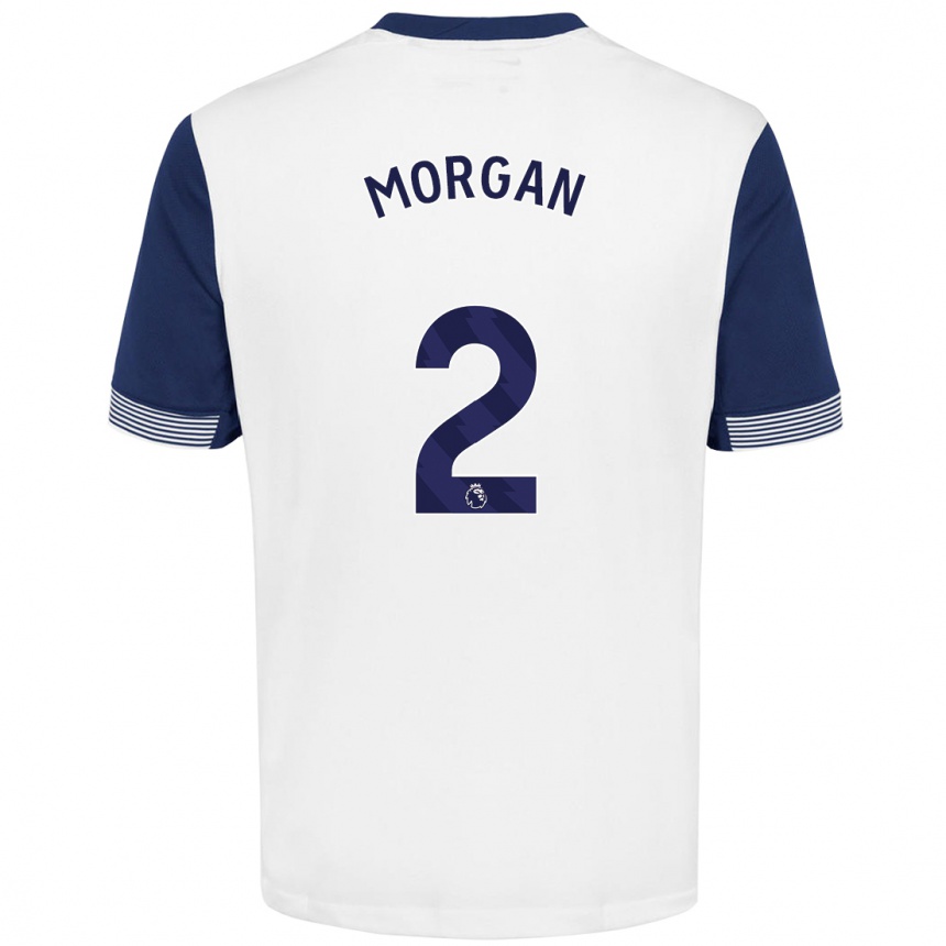 Kinder Fußball Esther Morgan #2 Weiß Blau Heimtrikot Trikot 2024/25 T-Shirt Luxemburg