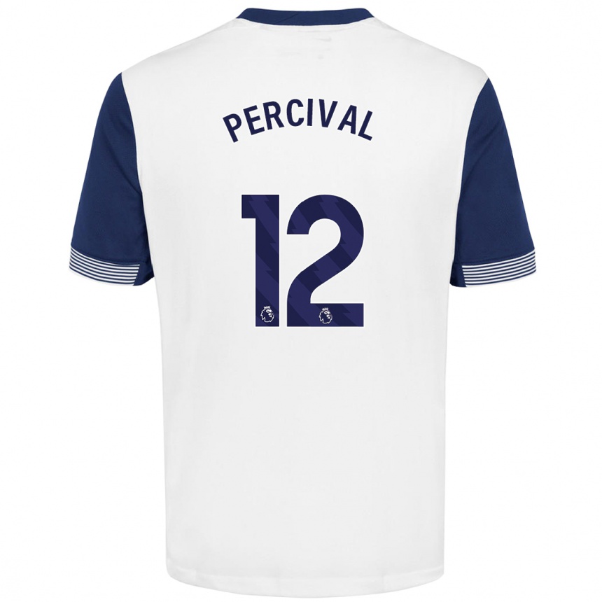 Kinder Fußball Ria Percival #12 Weiß Blau Heimtrikot Trikot 2024/25 T-Shirt Luxemburg