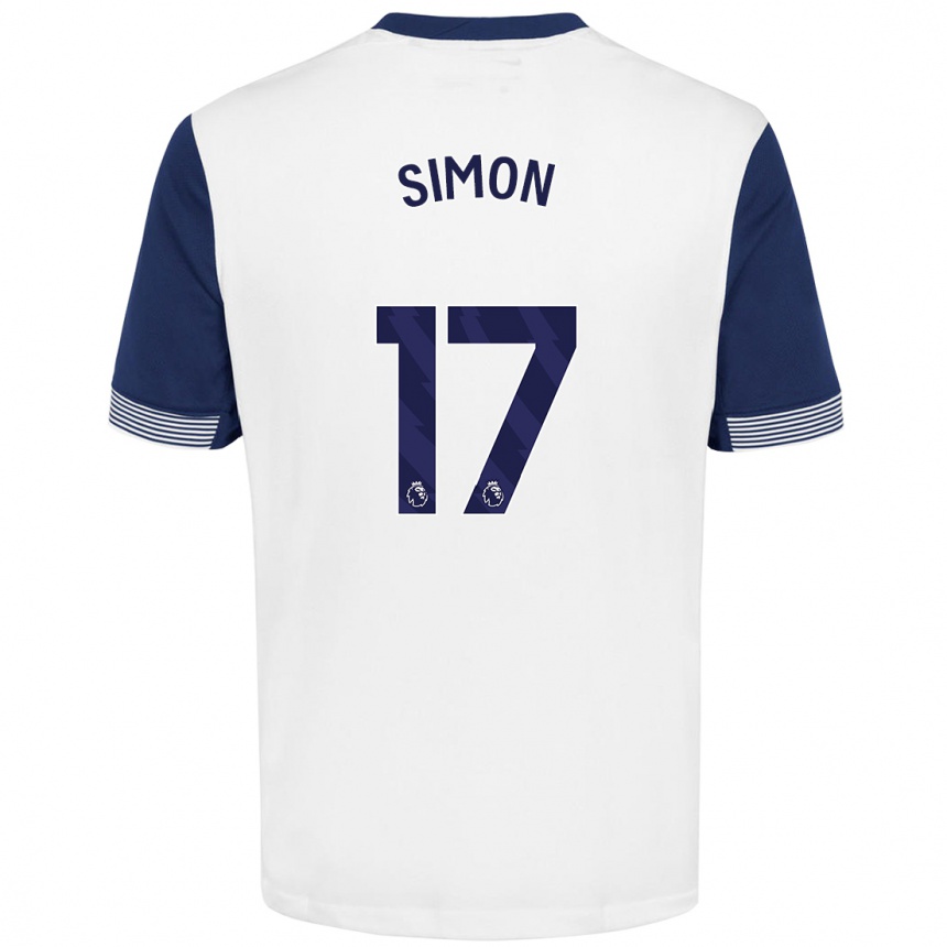 Kinder Fußball Kyah Simon #17 Weiß Blau Heimtrikot Trikot 2024/25 T-Shirt Luxemburg