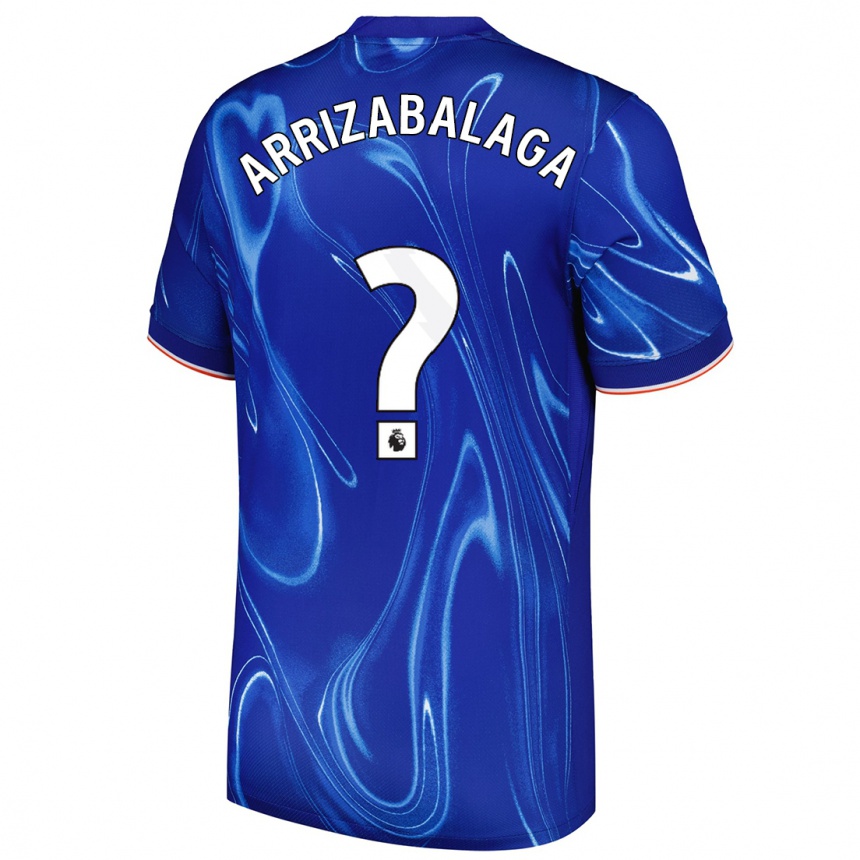 Kinder Fußball Kepa Arrizabalaga #0 Blau Weiß Heimtrikot Trikot 2024/25 T-Shirt Luxemburg