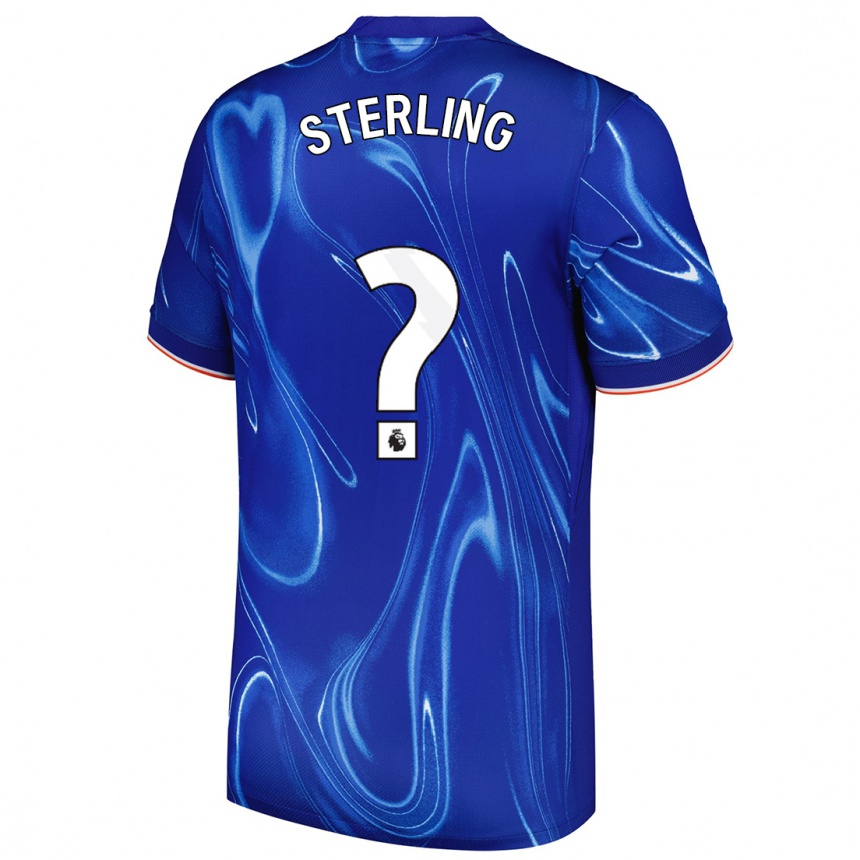 Kinder Fußball Raheem Sterling #0 Blau Weiß Heimtrikot Trikot 2024/25 T-Shirt Luxemburg