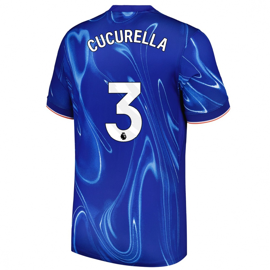 Kinder Fußball Marc Cucurella #3 Blau Weiß Heimtrikot Trikot 2024/25 T-Shirt Luxemburg