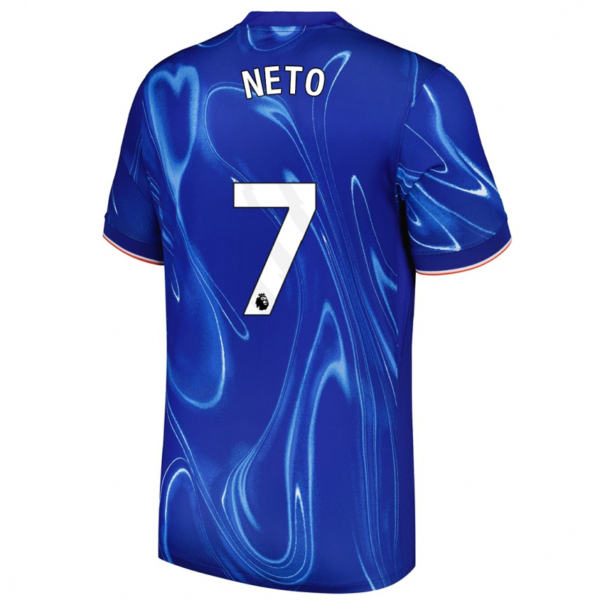 Kinder Fußball Pedro Neto #7 Blau Weiß Heimtrikot Trikot 2024/25 T-Shirt Luxemburg