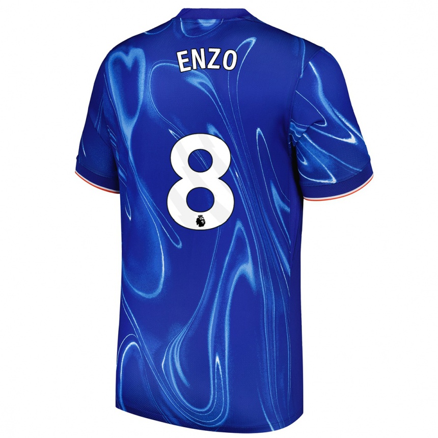 Kinder Fußball Enzo Fernández #8 Blau Weiß Heimtrikot Trikot 2024/25 T-Shirt Luxemburg