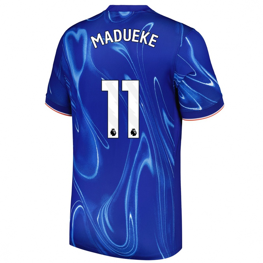 Kinder Fußball Noni Madueke #11 Blau Weiß Heimtrikot Trikot 2024/25 T-Shirt Luxemburg