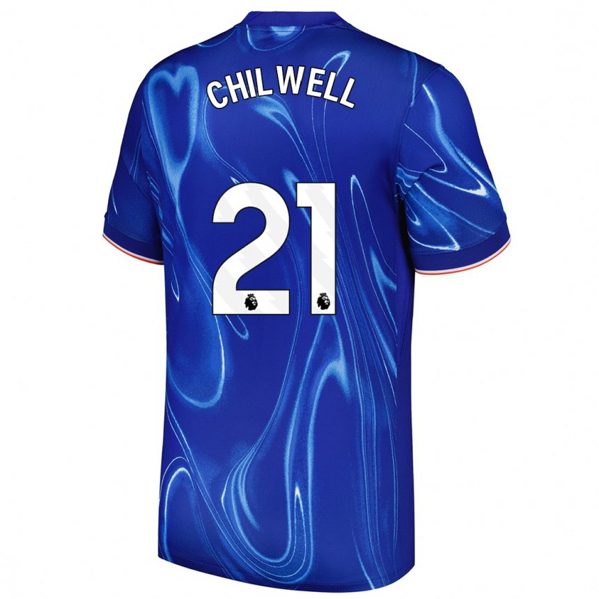 Kinder Fußball Ben Chilwell #21 Blau Weiß Heimtrikot Trikot 2024/25 T-Shirt Luxemburg