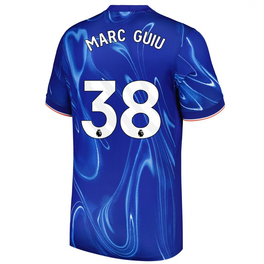 Kinder Fußball Marc Guiu #38 Blau Weiß Heimtrikot Trikot 2024/25 T-Shirt Luxemburg