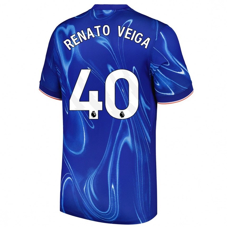 Kinder Fußball Renato Veiga #40 Blau Weiß Heimtrikot Trikot 2024/25 T-Shirt Luxemburg