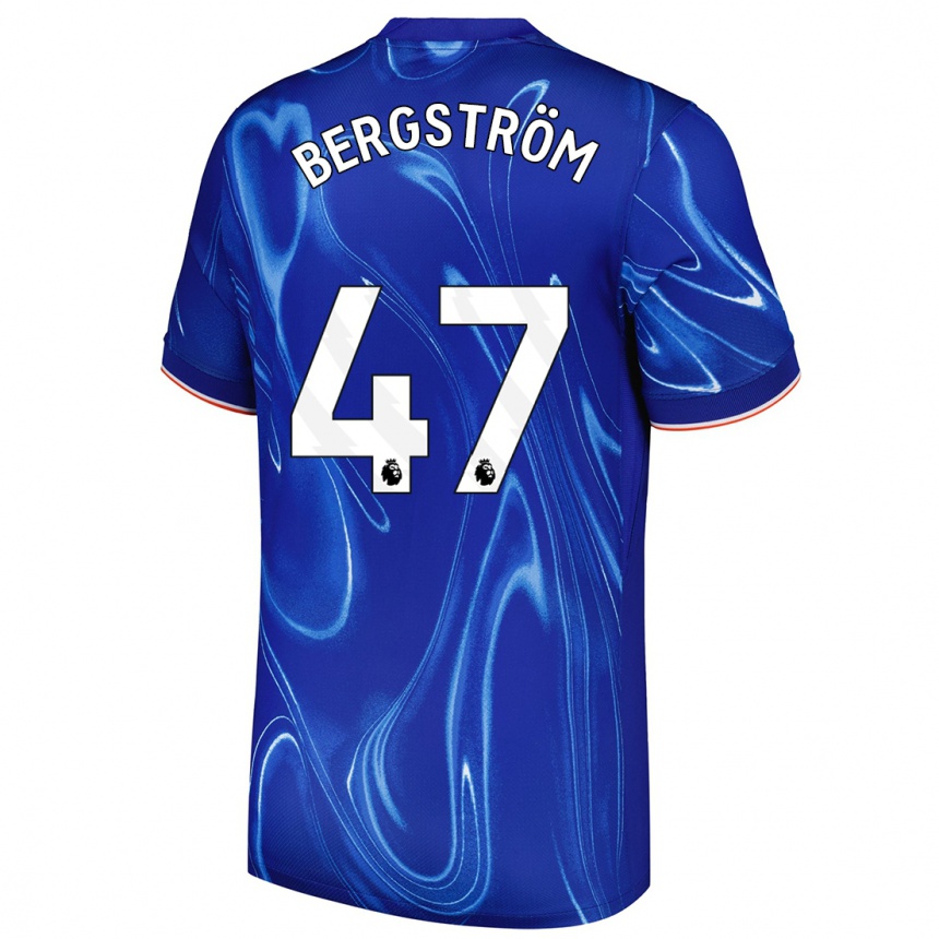 Kinder Fußball Lucas Bergström #47 Blau Weiß Heimtrikot Trikot 2024/25 T-Shirt Luxemburg