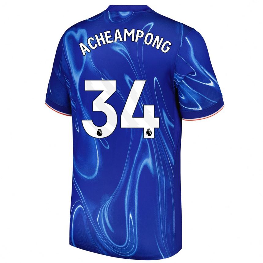 Kinder Fußball Josh Acheampong #34 Blau Weiß Heimtrikot Trikot 2024/25 T-Shirt Luxemburg