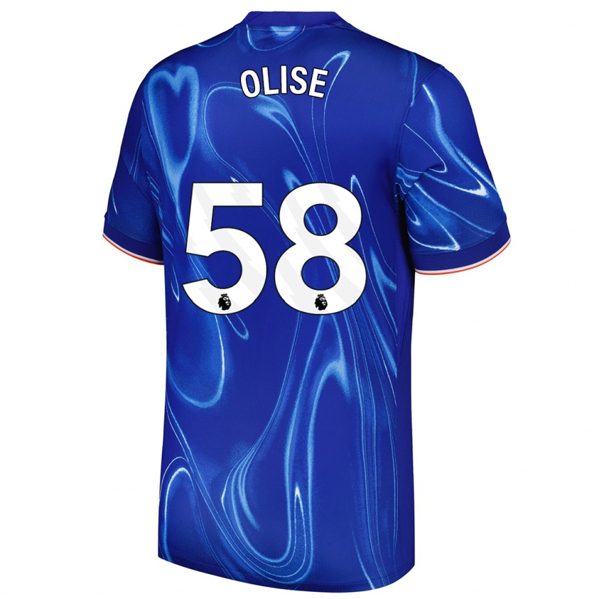 Kinder Fußball Richard Olise #58 Blau Weiß Heimtrikot Trikot 2024/25 T-Shirt Luxemburg