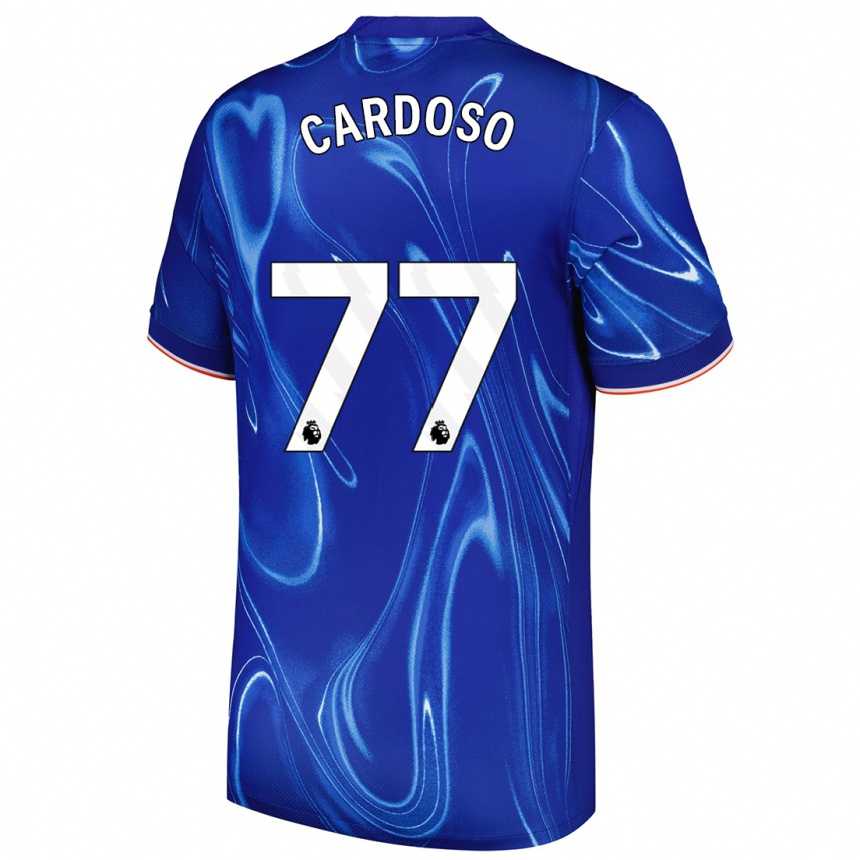 Kinder Fußball Leo Cardoso #77 Blau Weiß Heimtrikot Trikot 2024/25 T-Shirt Luxemburg