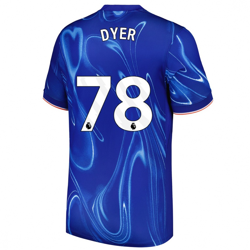 Kinder Fußball Kiano Dyer #78 Blau Weiß Heimtrikot Trikot 2024/25 T-Shirt Luxemburg