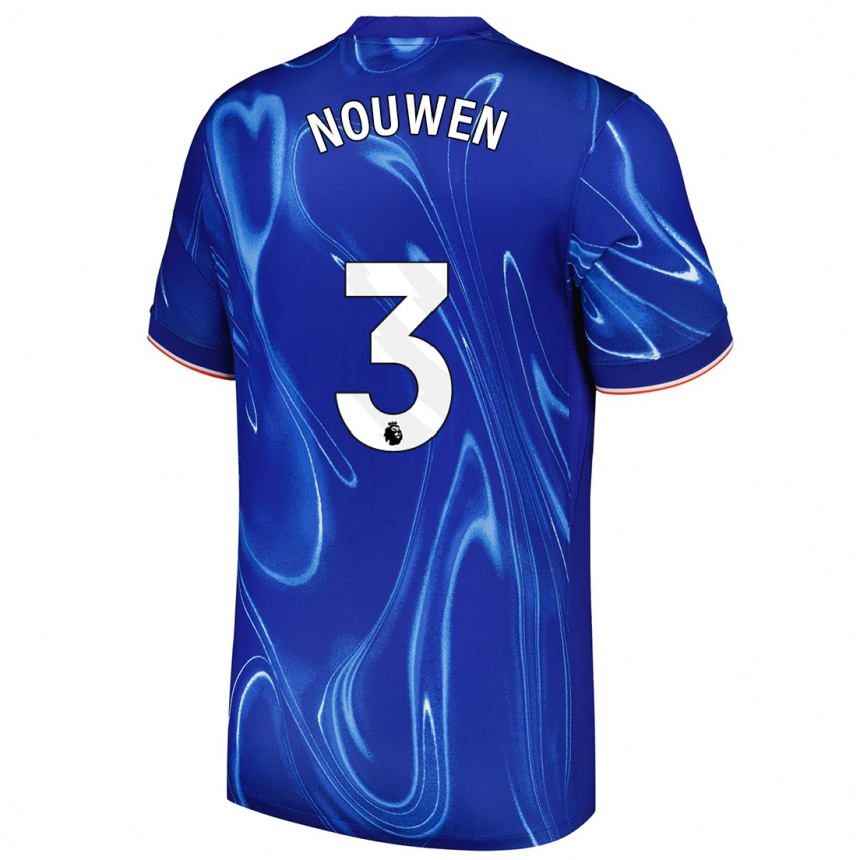 Kinder Fußball Aniek Nouwen #3 Blau Weiß Heimtrikot Trikot 2024/25 T-Shirt Luxemburg