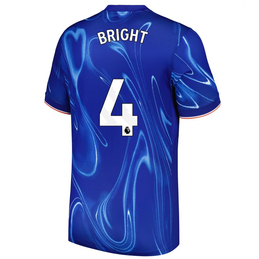 Kinder Fußball Millie Bright #4 Blau Weiß Heimtrikot Trikot 2024/25 T-Shirt Luxemburg