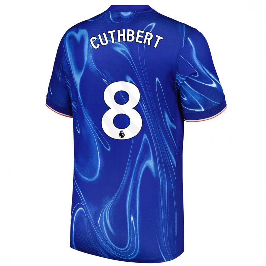 Kinder Fußball Erin Cuthbert #8 Blau Weiß Heimtrikot Trikot 2024/25 T-Shirt Luxemburg