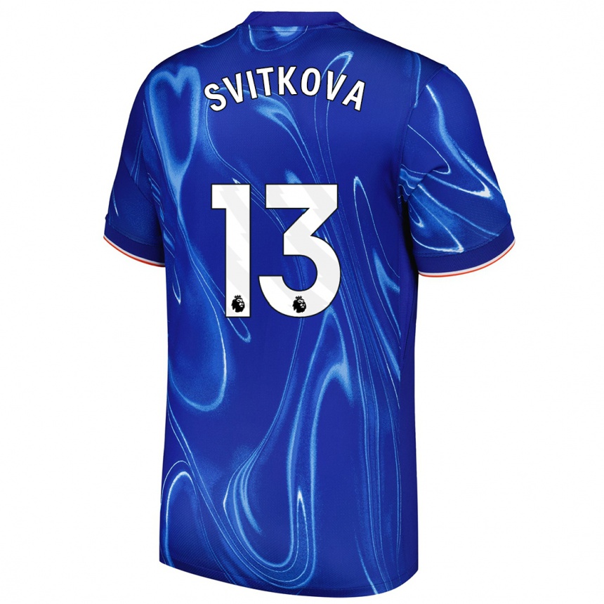 Kinder Fußball Katerina Svitkova #13 Blau Weiß Heimtrikot Trikot 2024/25 T-Shirt Luxemburg