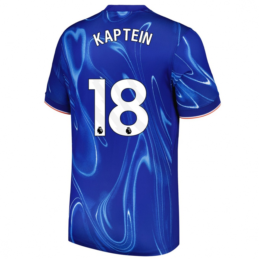 Kinder Fußball Wieke Kaptein #18 Blau Weiß Heimtrikot Trikot 2024/25 T-Shirt Luxemburg