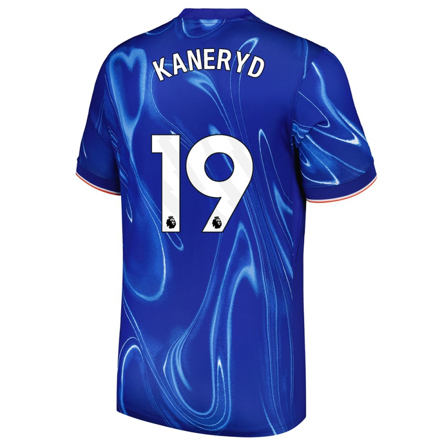 Kinder Fußball Johanna Rytting Kaneryd #19 Blau Weiß Heimtrikot Trikot 2024/25 T-Shirt Luxemburg