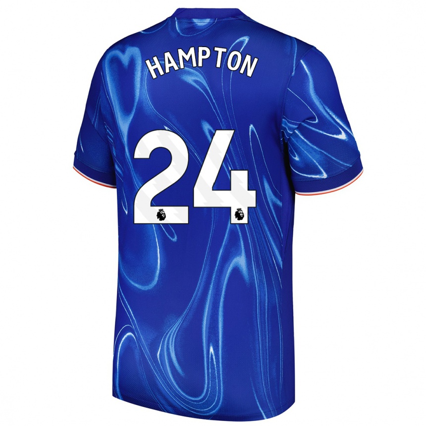 Kinder Fußball Hannah Hampton #24 Blau Weiß Heimtrikot Trikot 2024/25 T-Shirt Luxemburg