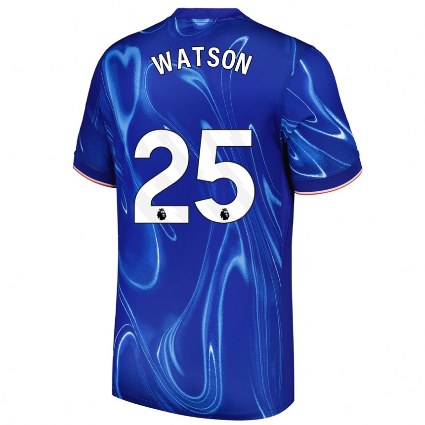 Kinder Fußball Lucy Watson #25 Blau Weiß Heimtrikot Trikot 2024/25 T-Shirt Luxemburg