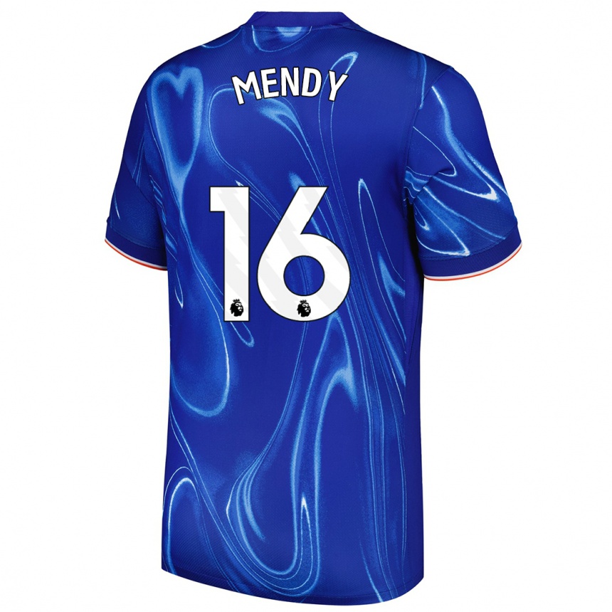 Kinder Fußball Edouard Mendy #16 Blau Weiß Heimtrikot Trikot 2024/25 T-Shirt Luxemburg